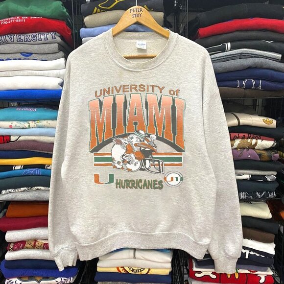 Vintage Miami Hurricanes Shirt, 90s University Of Miami Hurricanes Sweatshirt - Picture 1 of 4